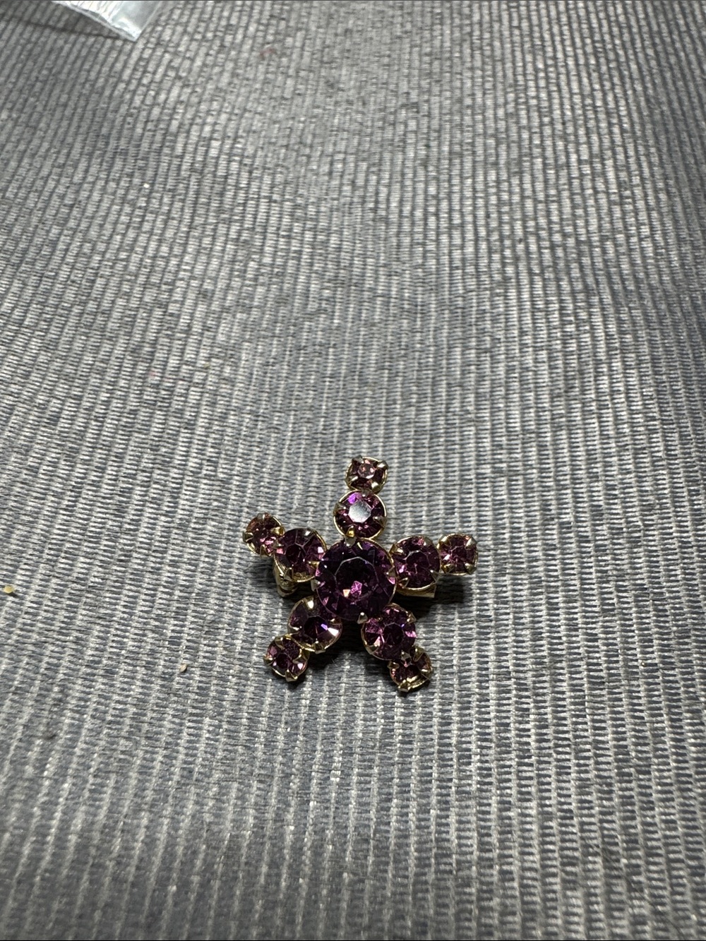Vintage Source Unknown Purple Starburst Crystal Brooch